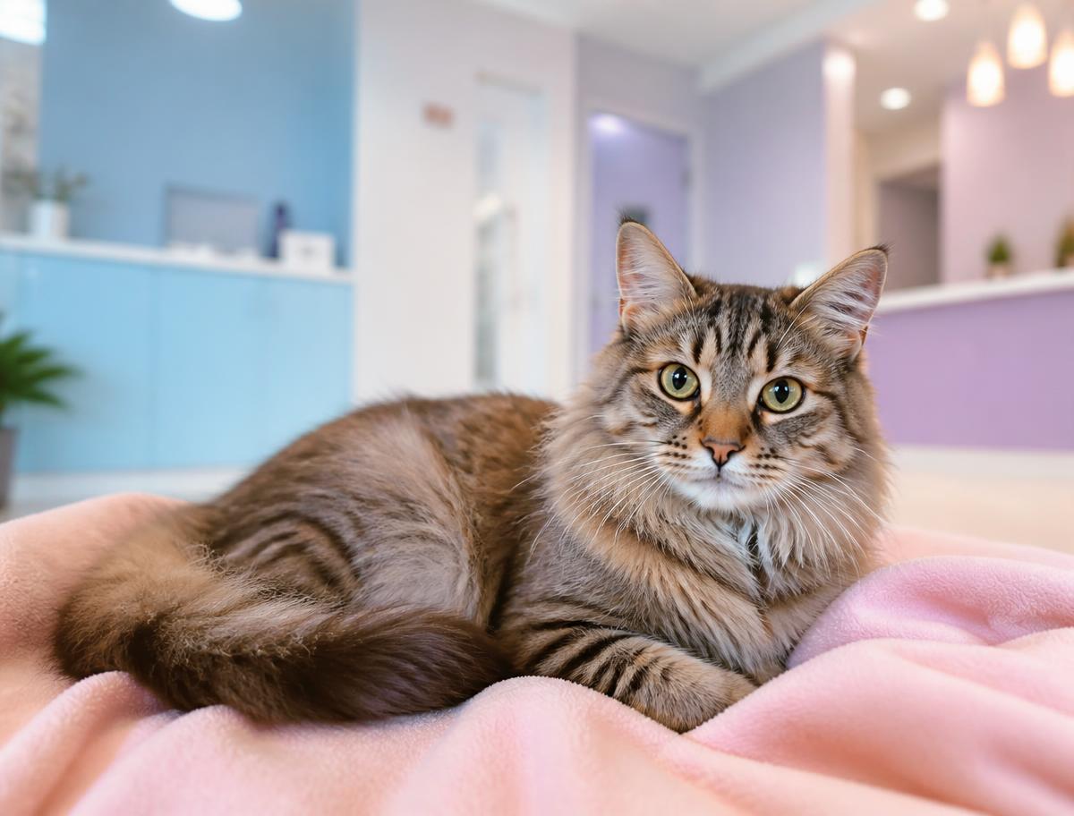 Gato saudável de pelagem brilhante descansando